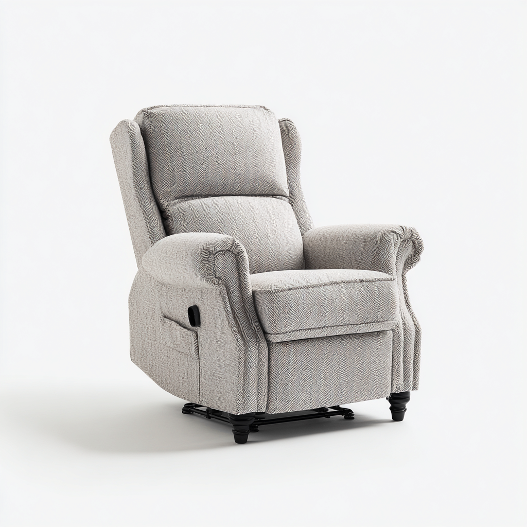 Fauteuil relax en tissu 92x95x105 cm - Beige clair - Style classique confortable-Bamboomyio
