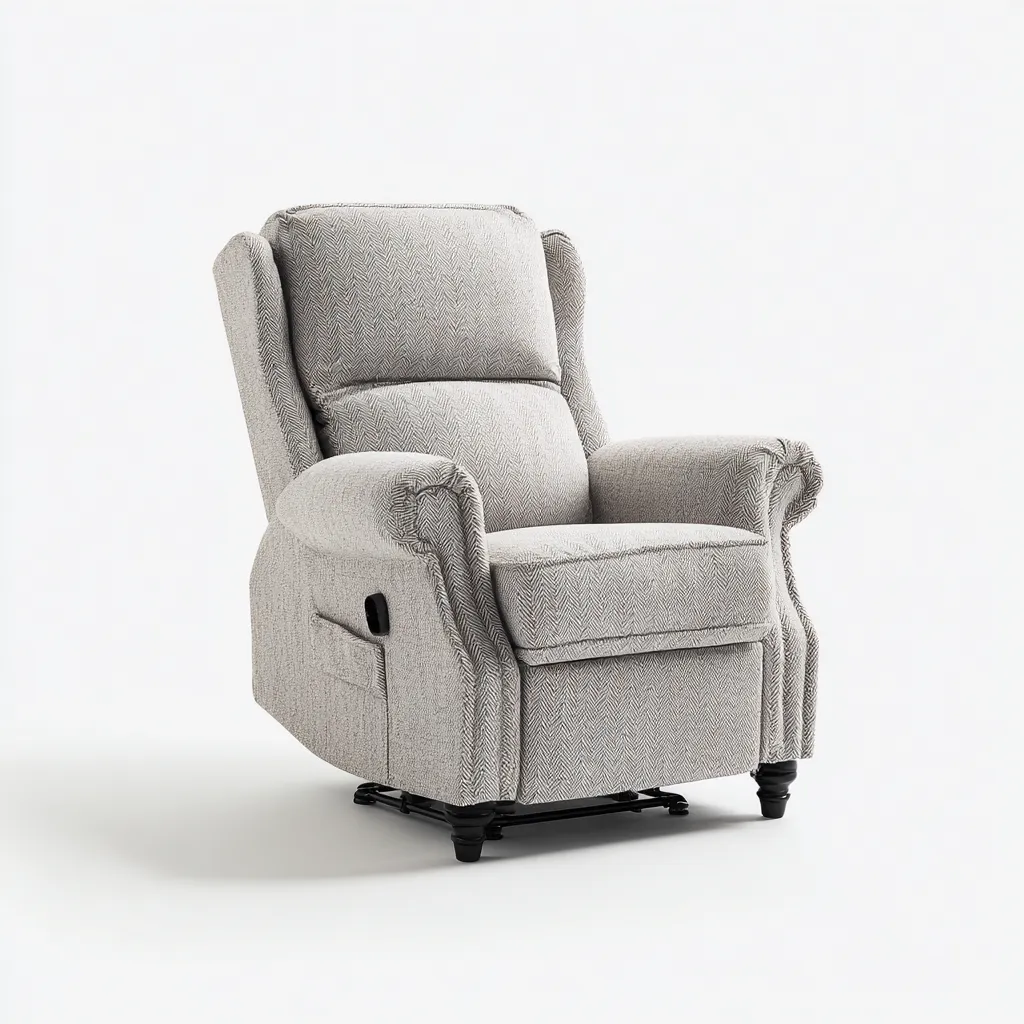 Fauteuil relax en tissu 92x95x105 cm - Beige clair - Style classique confortable-Bamboomyio