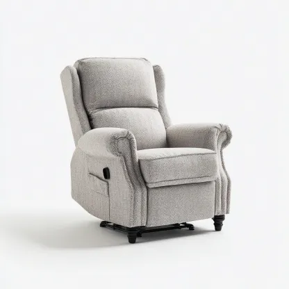 Fauteuil relax en tissu 92x95x105 cm - Beige clair - Style classique confortable-Bamboomyio