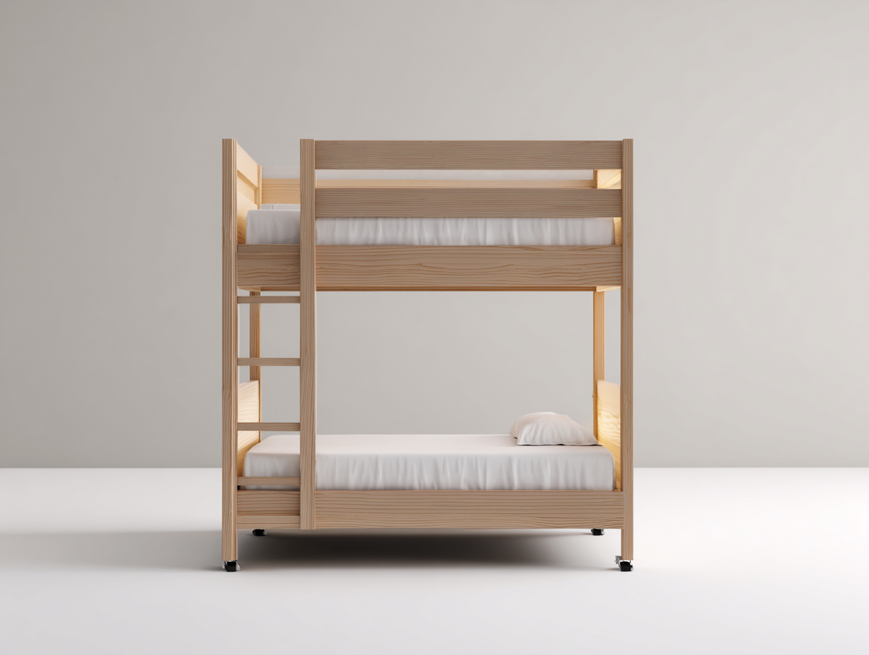 Lits superposés bois 200x90x160 cm - bois naturel - structure mobile pour chambre-Bamboomyio
