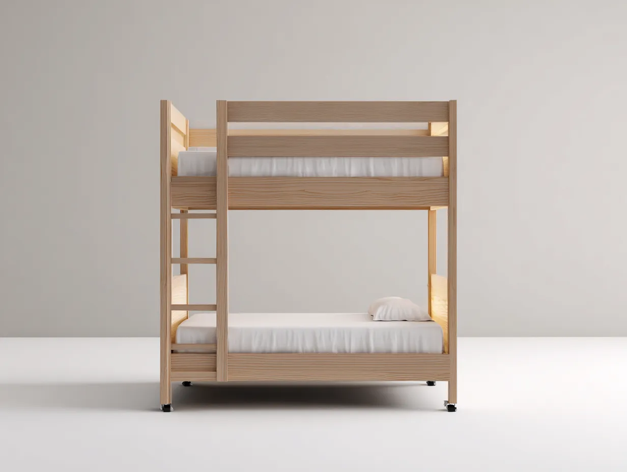 Lits superposés bois 200x90x160 cm - bois naturel - structure mobile pour chambre-Bamboomyio