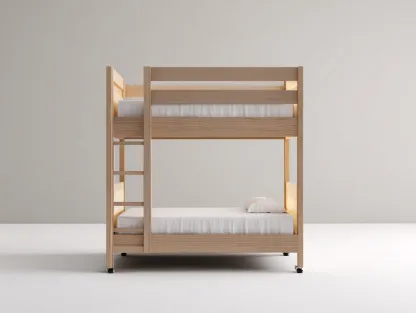 Lits superposés bois 200x90x160 cm - bois naturel - structure mobile pour chambre-Bamboomyio