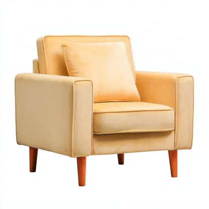 Fauteuil en velours 82x78x85 cm - beige clair - style contemporain-Bamboomyio