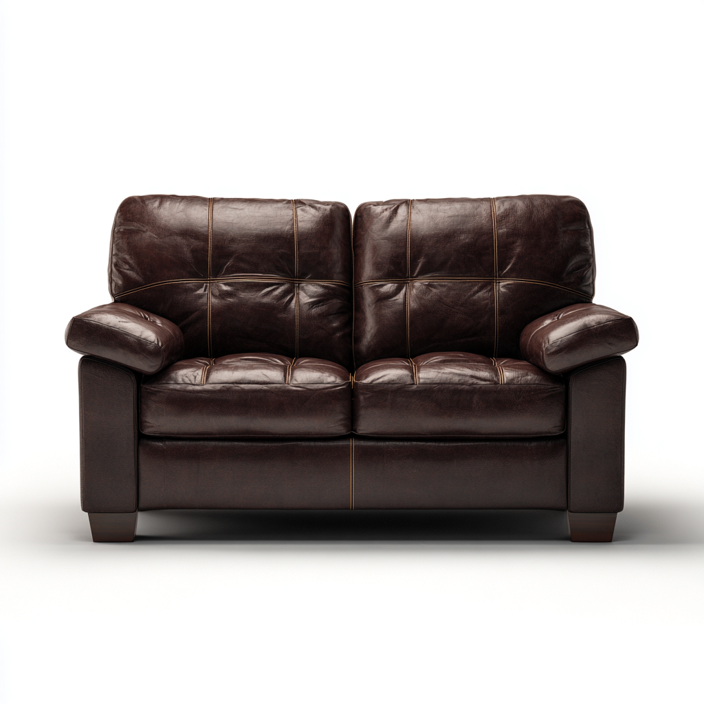 Canapé droit rembourré en simili cuir 160x90x85 cm - marron - style classique-Bamboomyio