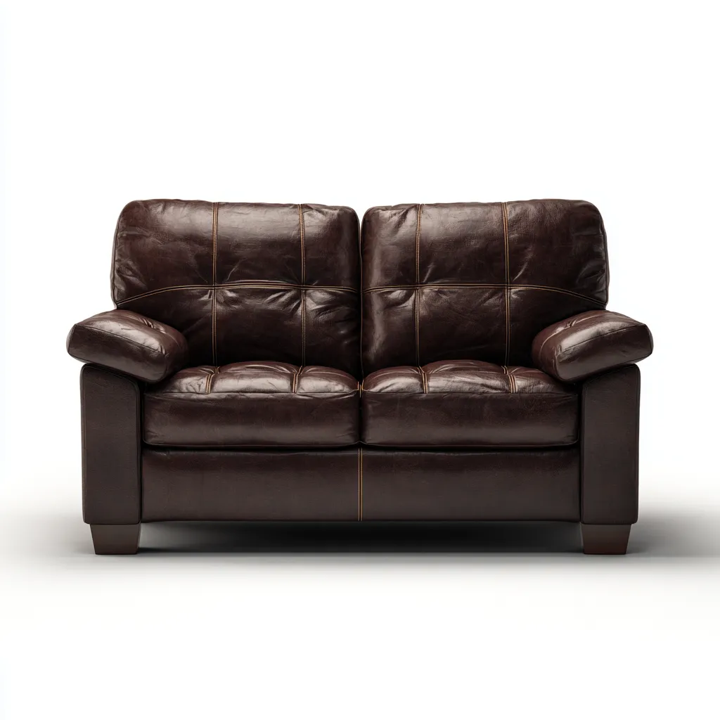 Canapé droit rembourré en simili cuir 160x90x85 cm - marron - style classique-Bamboomyio