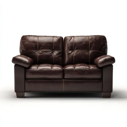 Canapé droit rembourré en simili cuir 160x90x85 cm - marron - style classique-Bamboomyio