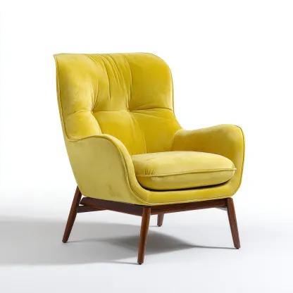 Fauteuil en velours 76x78x92 cm - jaune - style rétro-Bamboomyio