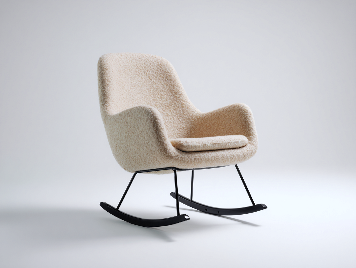 Fauteuil à bascule en tissu 75x85x95 cm - beige clair - style contemporain pour salon-Bamboomyio