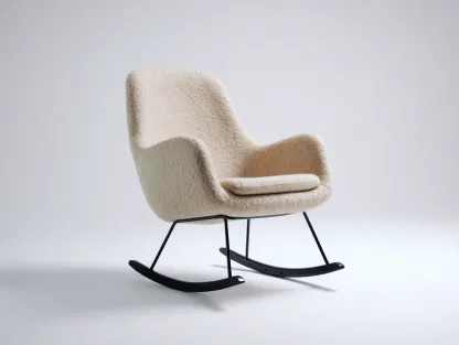 Fauteuil à bascule en tissu 75x85x95 cm - beige clair - style contemporain pour salon-Bamboomyio