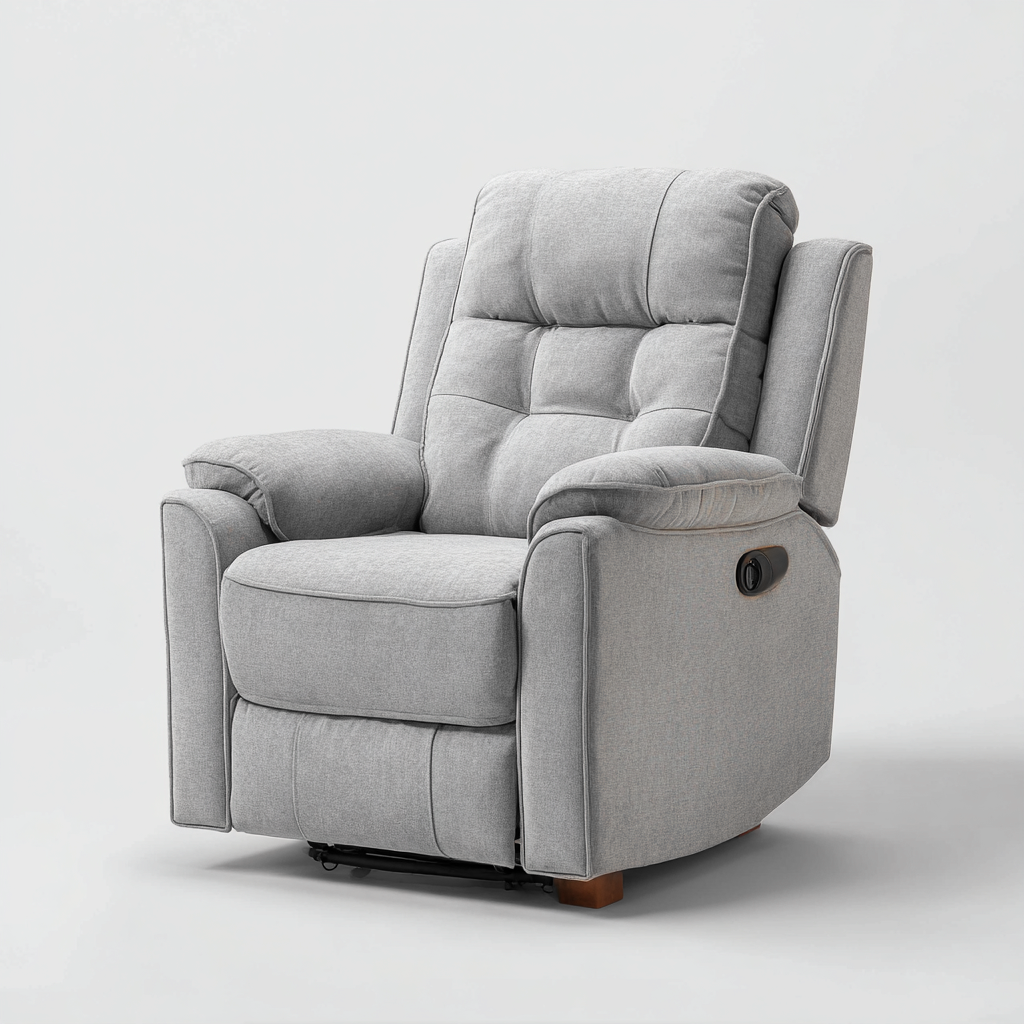 Fauteuil relax en tissu 95x90x105 cm - gris clair - confort ergonomique-Bamboomyio