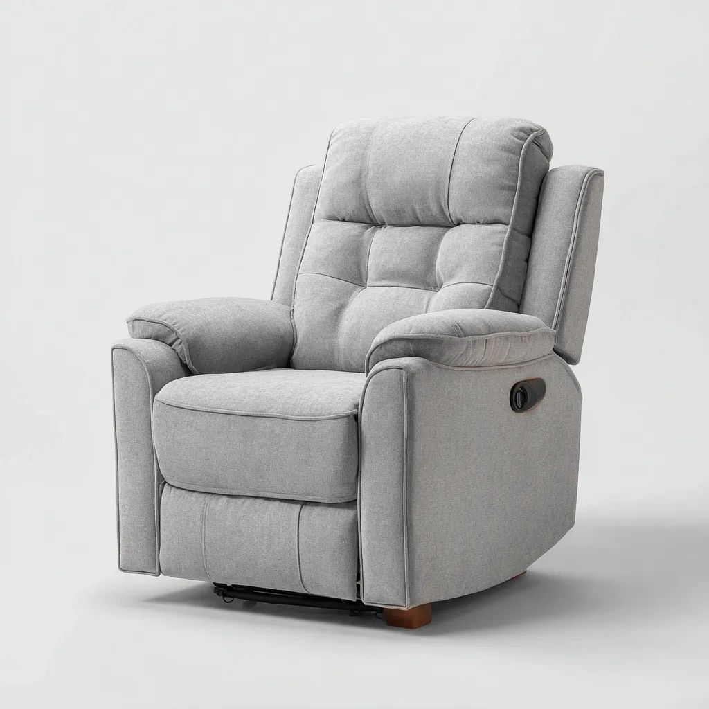 Fauteuil relax en tissu 95x90x105 cm - gris clair - confort ergonomique-Bamboomyio