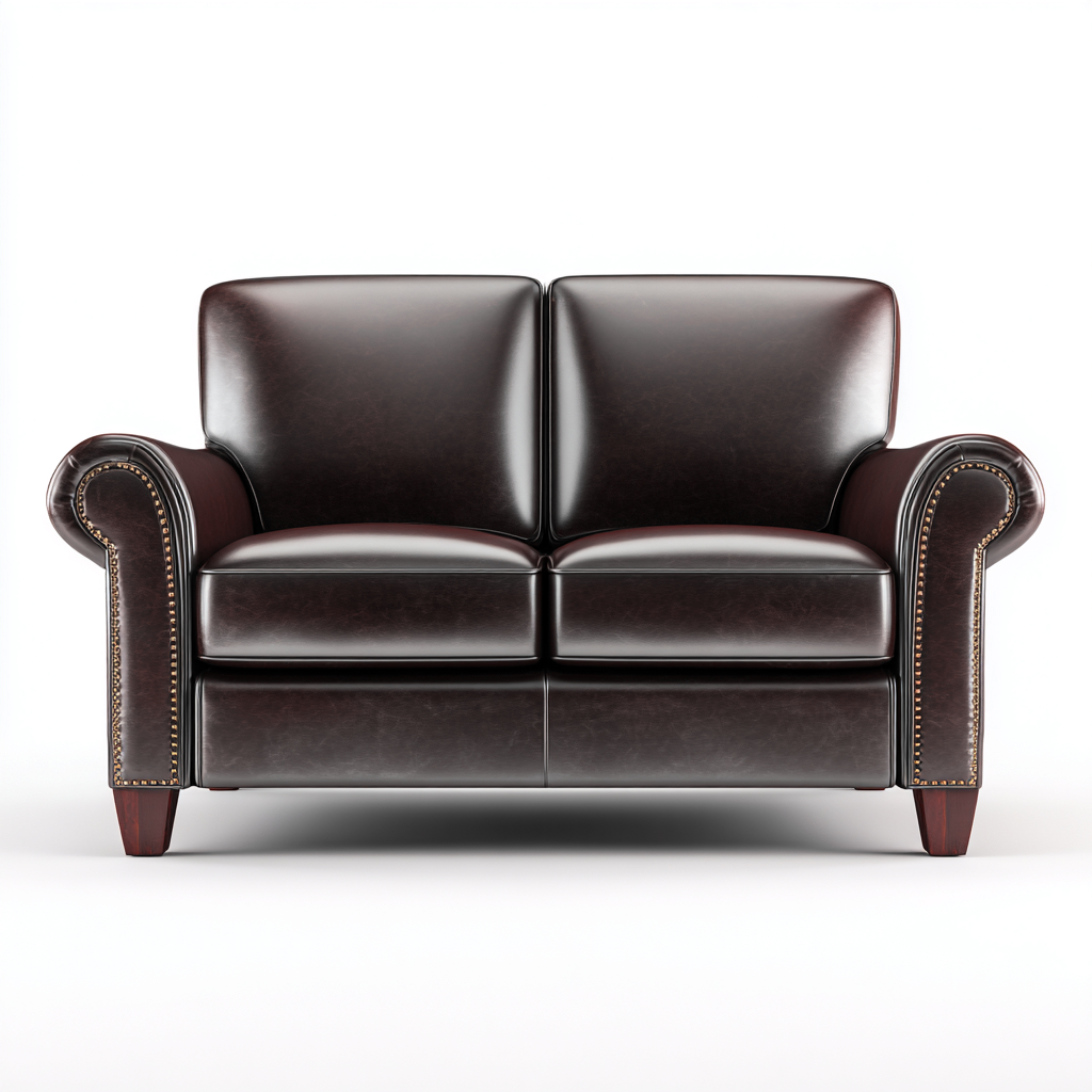 Canapé droit 2 places similicuir 160x90x85 cm - marron foncé - style classique-Bamboomyio