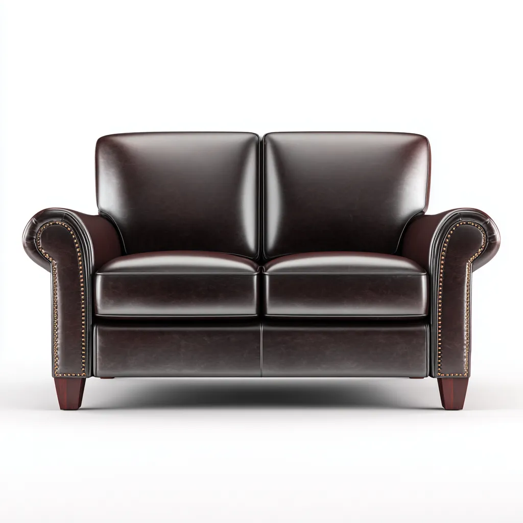 Canapé droit 2 places similicuir 160x90x85 cm - marron foncé - style classique-Bamboomyio