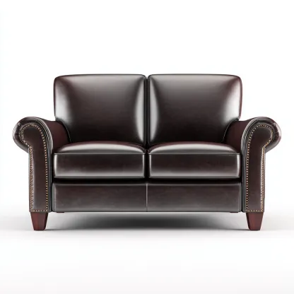 Canapé droit 2 places similicuir 160x90x85 cm - marron foncé - style classique-Bamboomyio