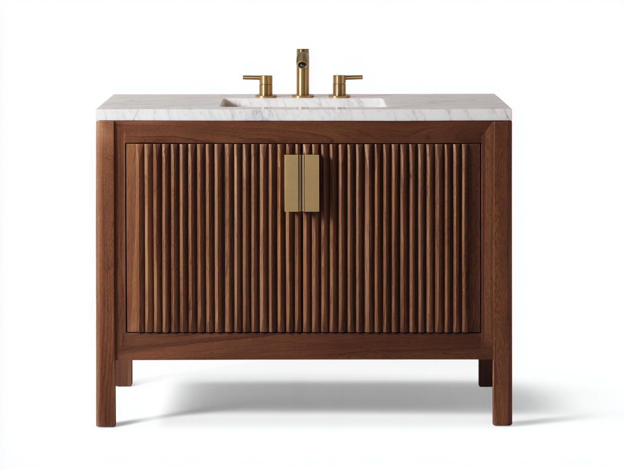 Meuble sous vasque - bois massif - marron 80x45x80 cm - style moderne avec rangement-Lacorsonest