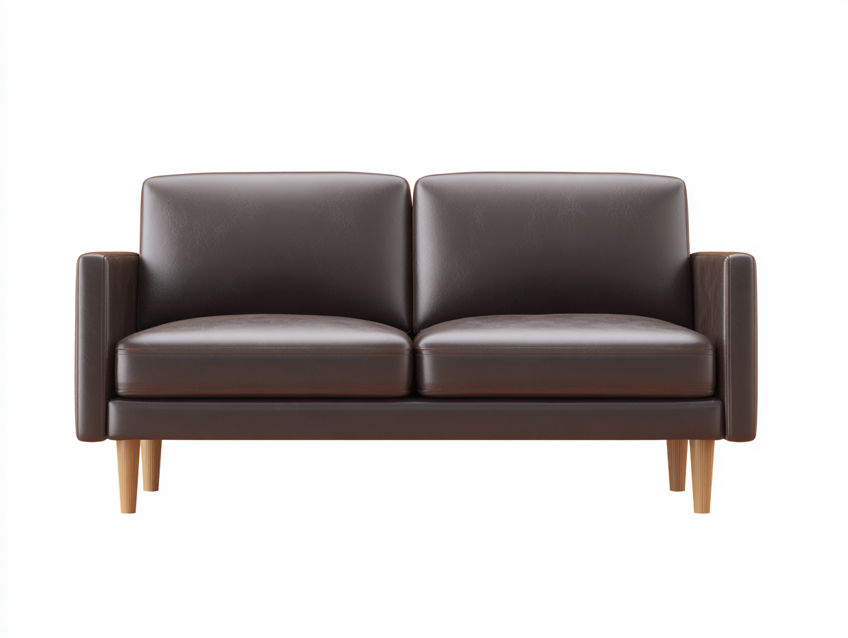Canapé 2 places - cuir véritable - marron 150x85x80 cm - style moderne minimaliste-Lacorsonest