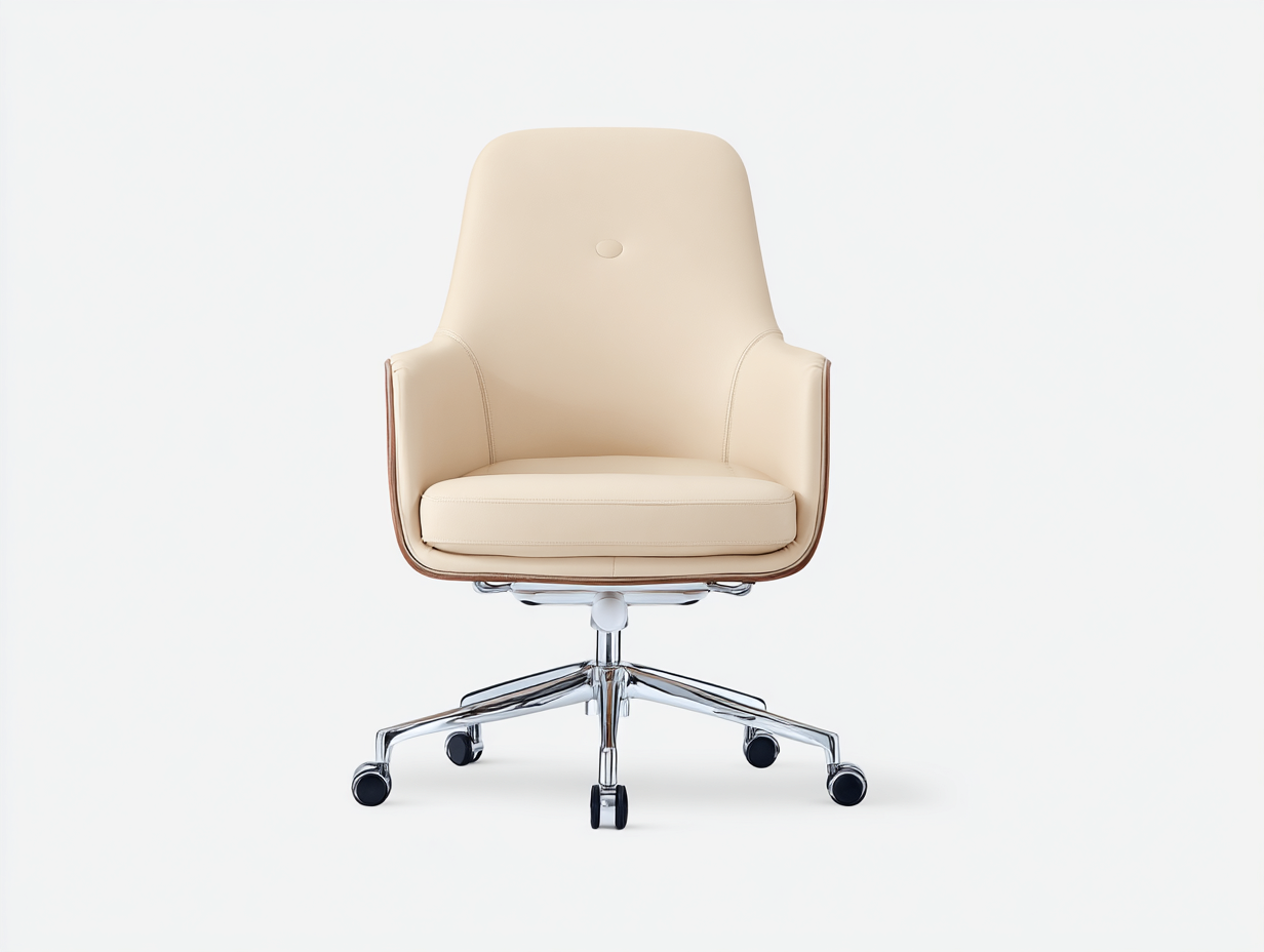 Chaise de bureau-Chaise 1 pièce-similicuir et métal-60x60x95 cm-beige-style moderne pivotante avec roulettes-Lacorsonest