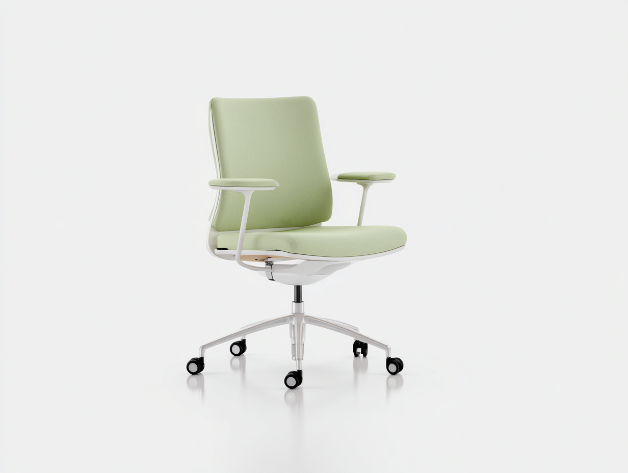 Chaise de bureau-Chaise 1 pièce-tissu et métal-64x64x100 cm-vert clair-style moderne pivotante avec roulettes et accoudoirs-Lacorsonest