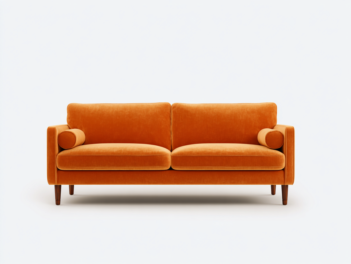 Canapé 2 places - velours - orange 155x85x80 cm - style moderne chic-Lacorsonest