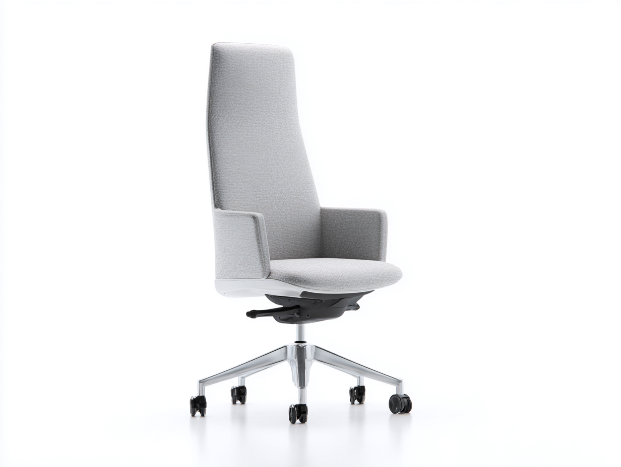 Chaise de bureau-Chaise 1 pièce-tissu et métal-65x65x110 cm-gris-style moderne pivotante avec roulettes dossier haut-Lacorsonest