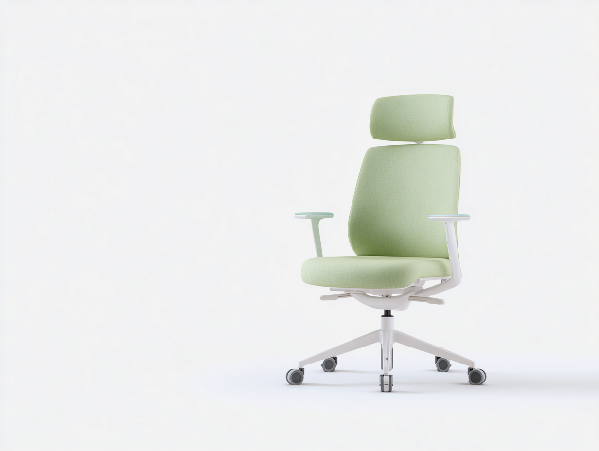 Chaise de bureau-Chaise 1 pièce-tissu et métal-65x65x115 cm-vert clair-style moderne pivotante avec roulettes dossier haut et appui-tête-Lacorsonest