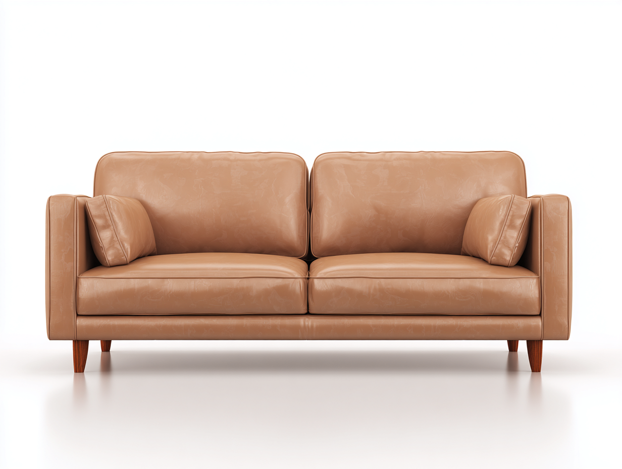 Canapé-Canapé 2 places-cuir synthétique et bois-180x85x80 cm-marron clair-style moderne avec accoudoirs-Lacorsonest