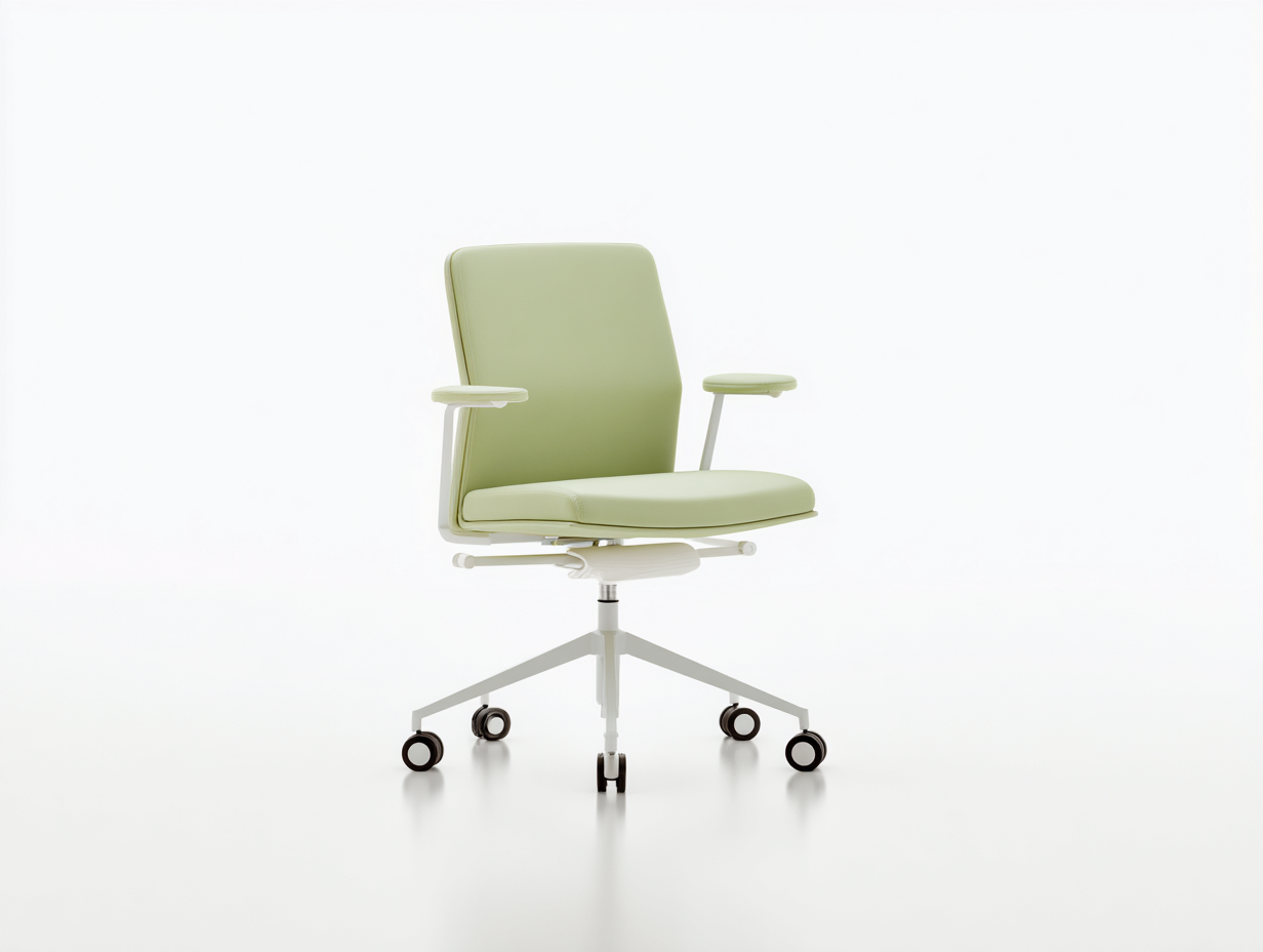 Chaise de bureau-Chaise 1 pièce-tissu et métal-62x62x98 cm-vert clair-style moderne pivotante avec roulettes et accoudoirs-Lacorsonest