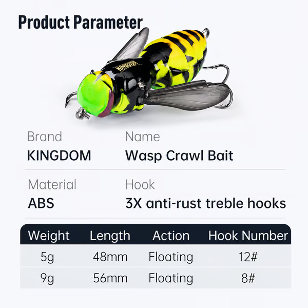 🔥 Last Day 49% OFF 🐝 Bionic Wasp Topwater Lure That Triggers Explosive Strikes