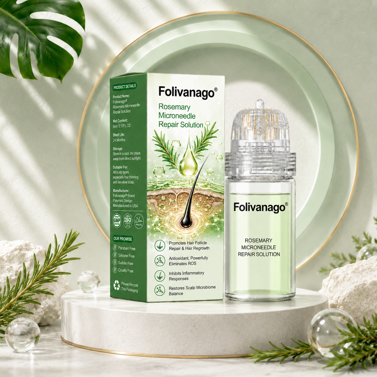 🔥LAST DAY 49% OFF🥇Folivanago® Rosemary Microneedle Repair Solution，Regrow Hair，Restore a Healthy Scalp