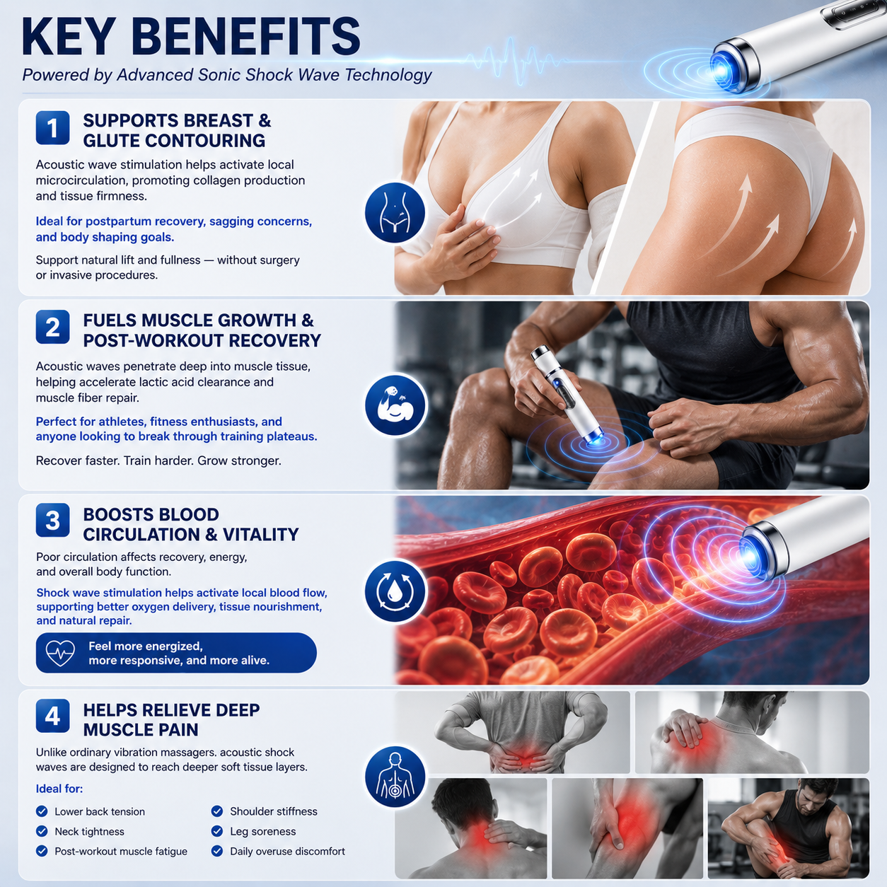 💥Ultrasonic Shock Wave Therapy Massager——Enhances bust and lifts buttocks. Fuel Muscle Growth.Boost Circulation. Relieve Pain.