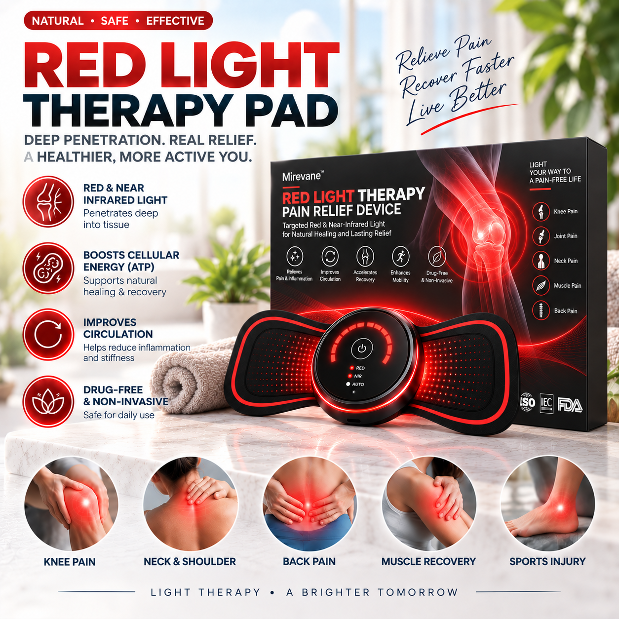 🔥Mirevane™ Red Light Therapy Device — A wearable red light therapy device designed to help relieve joint and muscle pain.
