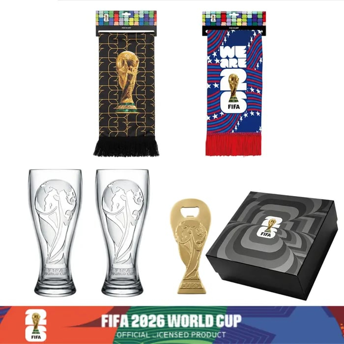 【FIFA World Cup 26】Licensed Fan Gear Set Premium Soccer Gifts: Shatterproof Beer Glass, Rowdy Cup, Scarf & Water Bottle Bundle