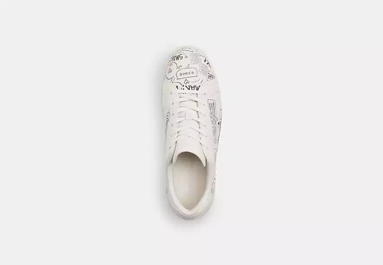 Coach X Peanuts High Line Sneaker With Newspaper Print