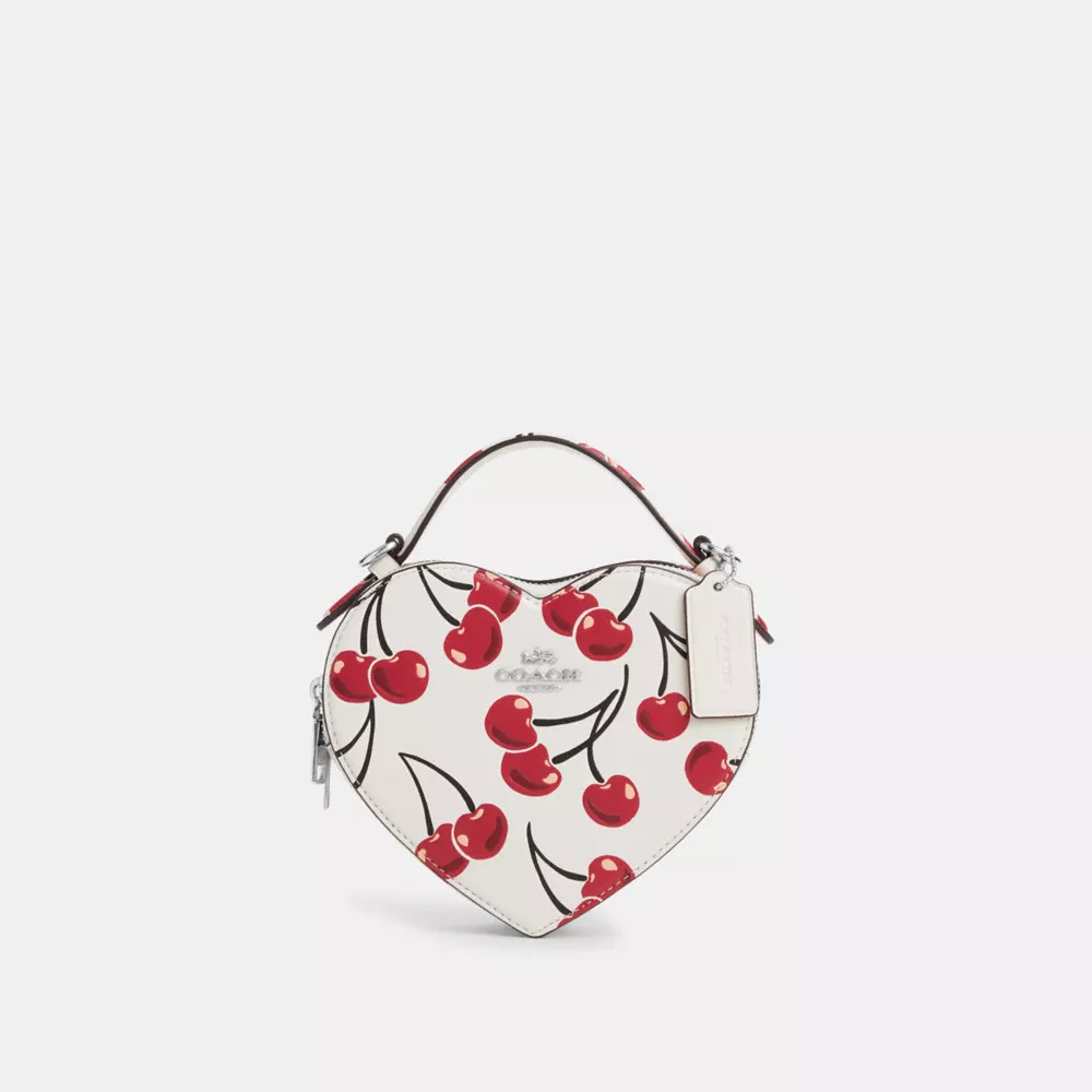 Heart Crossbody Bag With Cherry Print