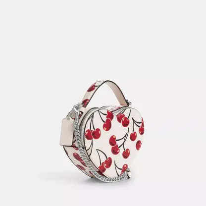 Heart Crossbody Bag With Cherry Print