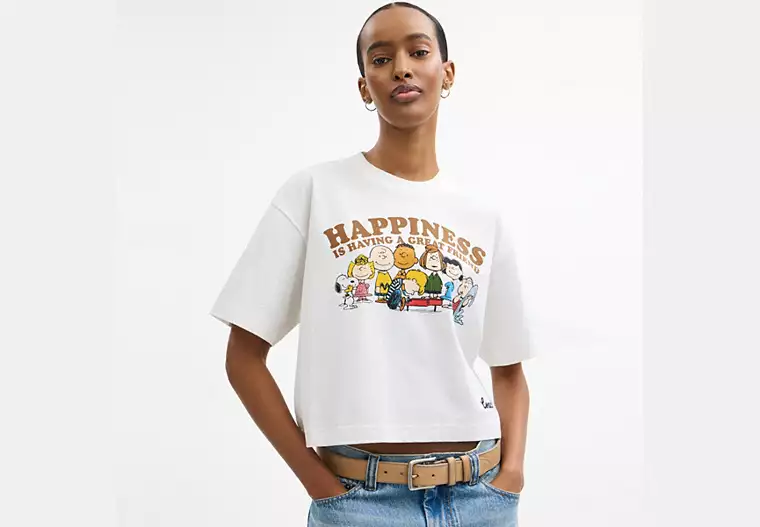 Coach X Peanuts Cropped T Shirt In Organic Cotton