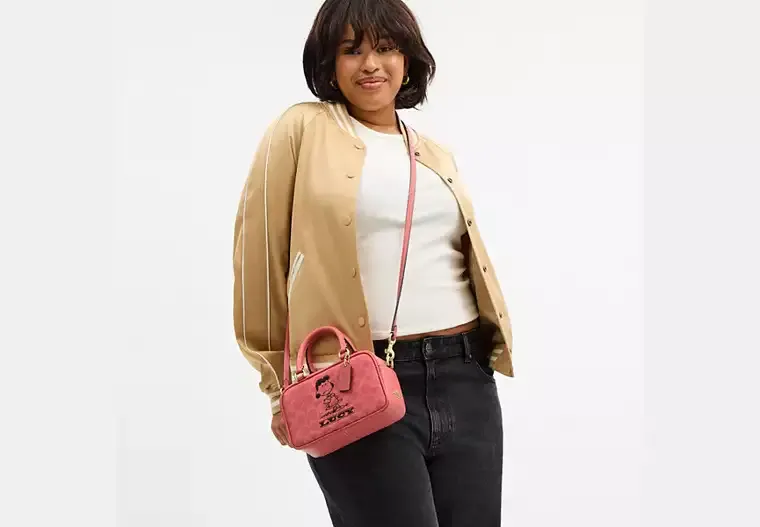 Coach X Peanuts Satchel Crossbody Bag In Signature Canvas With Lucy