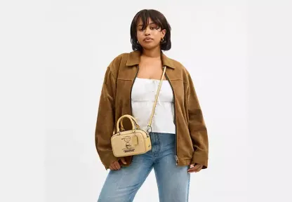 Coach X Peanuts Satchel Crossbody Bag In Signature Canvas With Charlie Brown