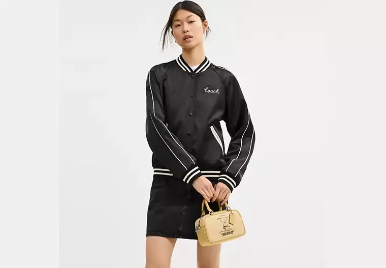 Coach X Peanuts Satchel Crossbody Bag In Signature Canvas With Charlie Brown