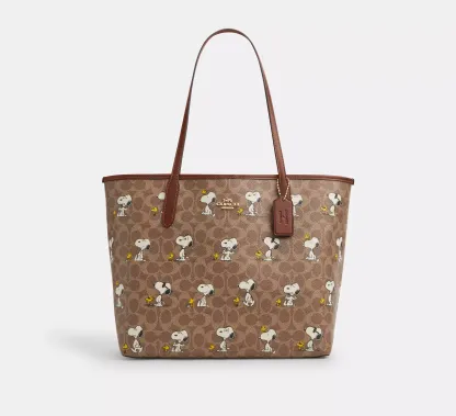 Peanuts City Tote Bag in Signature Canvas with Snoopy Print