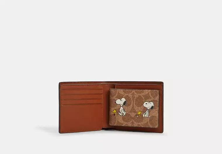 Coach X Peanuts 3 In 1 Wallet In Signature Canvas With Snoopy Print