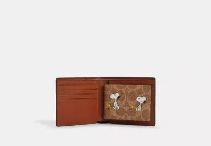 Coach X Peanuts 3 In 1 Wallet In Signature Canvas With Snoopy Print