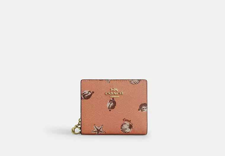 Snap Wallet With Shell Print