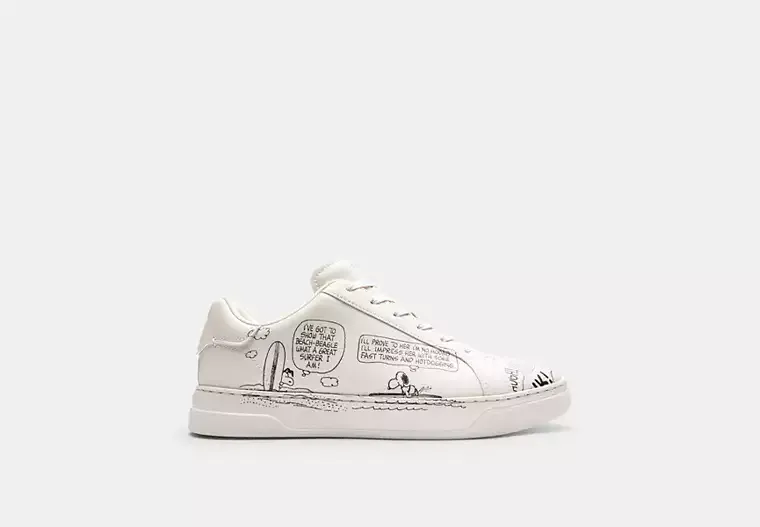 Coach X Peanuts High Line Sneaker With Newspaper Print