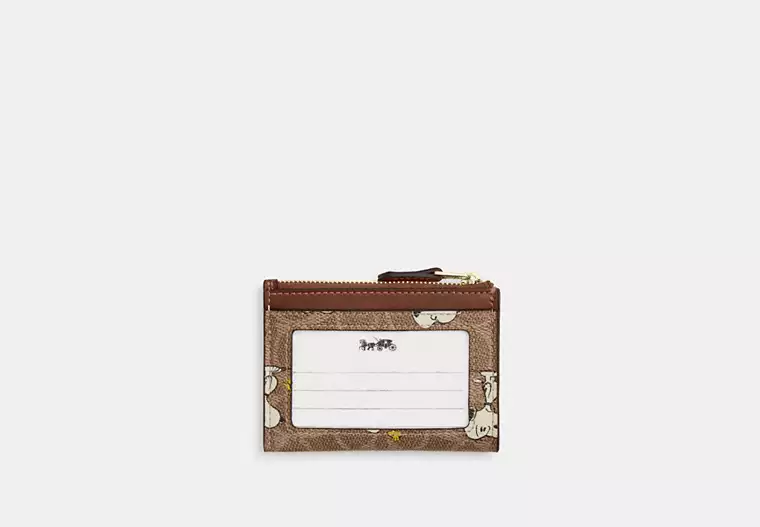 Coach X Peanuts Mini Skinny Id Case In Signature Canvas With Snoopy Print