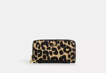 Long Zip Around Wallet With Leopard Print