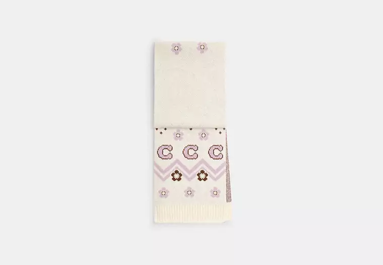 Fair Isle Print Knit Muffler
