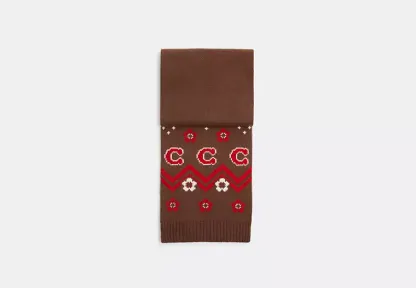 Fair Isle Print Knit Muffler