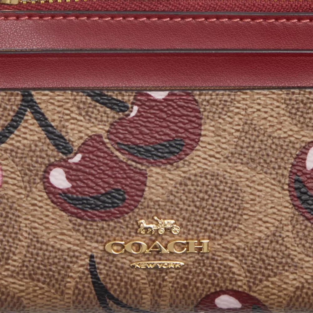 Mini Skinny Id Case In Signature Canvas With Cherry Print