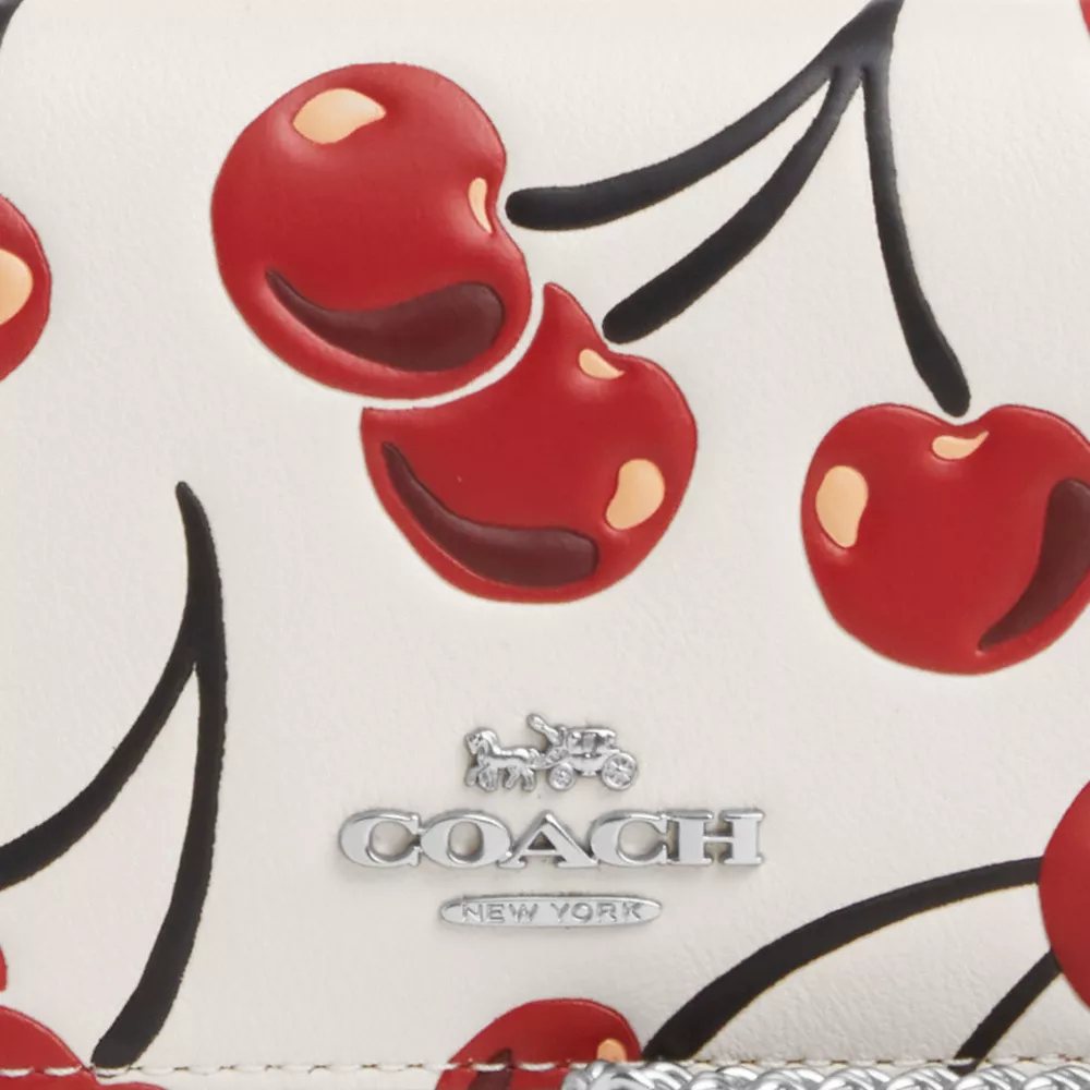 Mini Wallet On A Chain With Cherry Print
